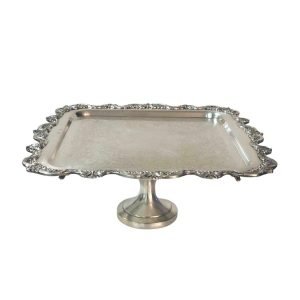 17″x17″ Vintage Silver Pedestal Tray