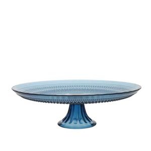Blue Beaded Glass Cake Stand