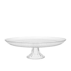 Clear Beaded Glass Cake Stand