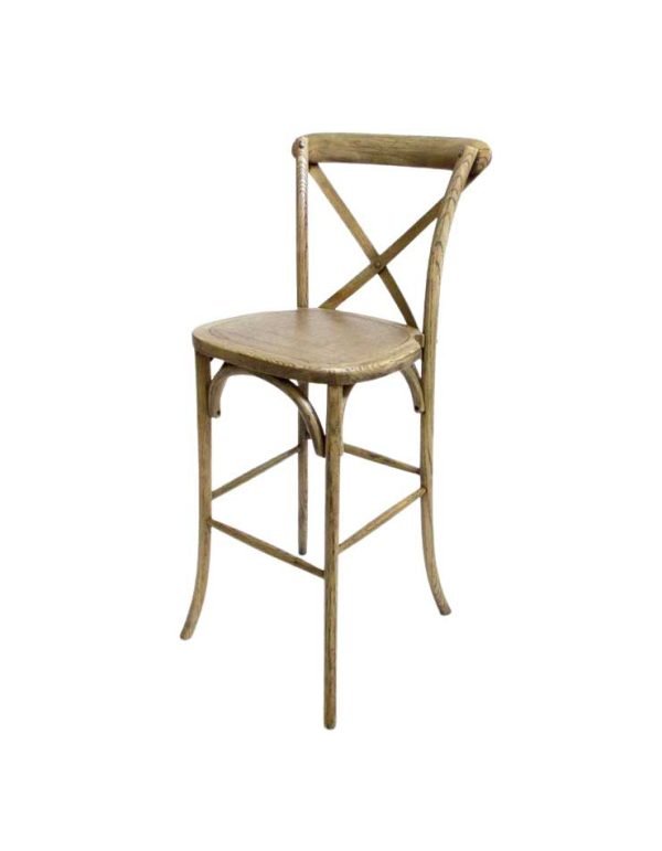 Cross Back Bar Stool – Weathered Oak