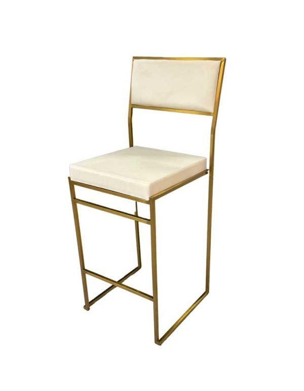Gramercy Bar Stool – White + Brass